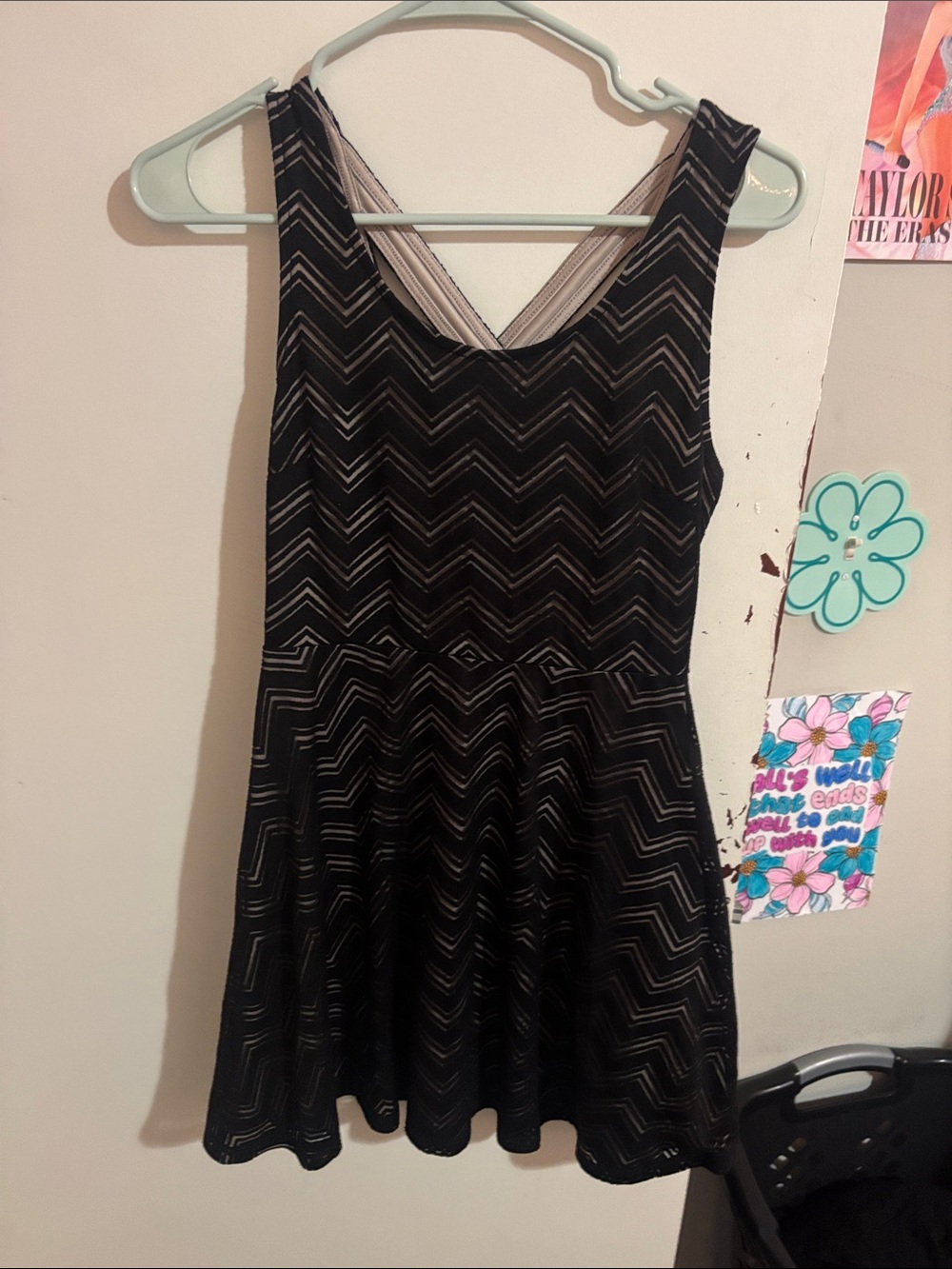 Junior's S Candie's Crossback Skater Dress Black - Rayon Blend